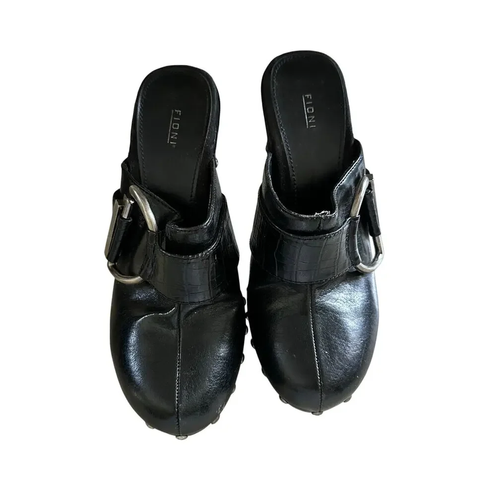 Vintage Leather clog mule heels sz 7